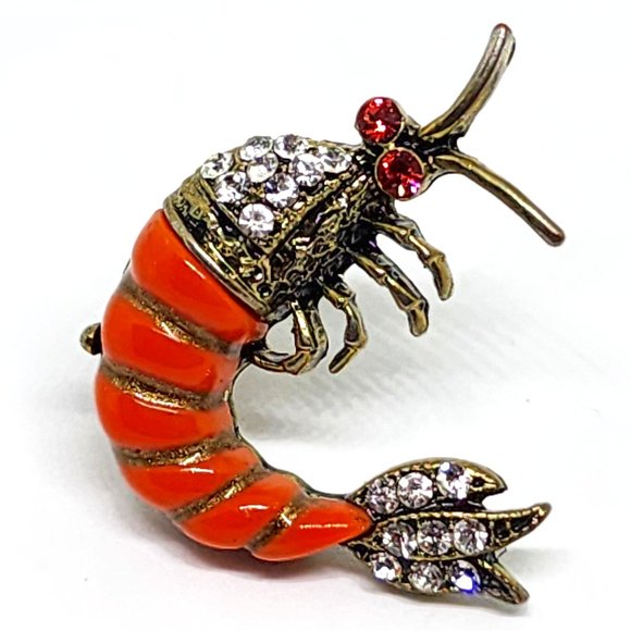 SINGLE EARRING - Vintage LOBSTER Pierced Earring - Rhinestones Orange Gold Body - Picture 2 of 6